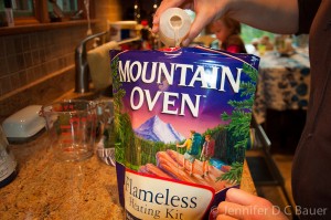 Pouring the mixture into the Mountain Oven.