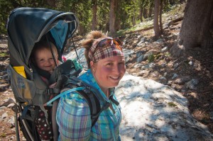 Kendra carrying Addie as we hiked in Great Basin National Park, Nevada.