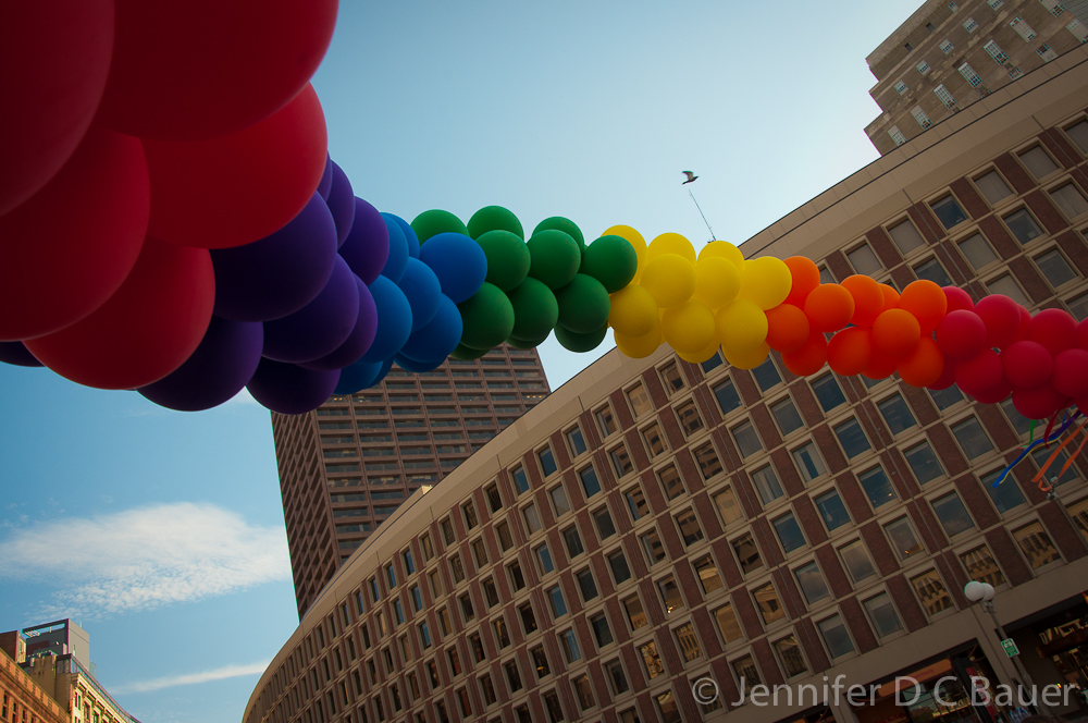 Rainbow balloons at Boston Pride 2012.