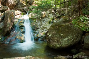 A waterfall along the northern section of the Imp Trail.