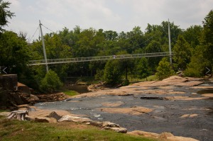 The Liberty Bridge spanning the Reedy River in Falls Park, Greenville, S.C.