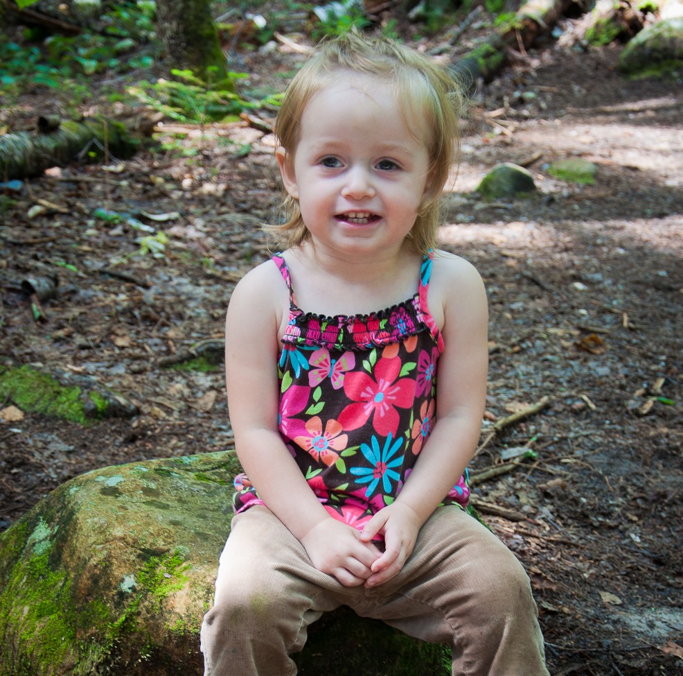 Addie saying "Cheese" on the Daniel Webster (Scout) Trail!