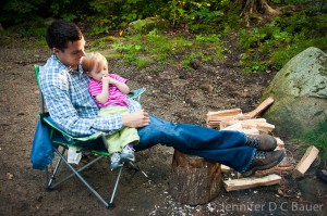 Addie and Robby relaxing while Kendra cooks us breakfast.