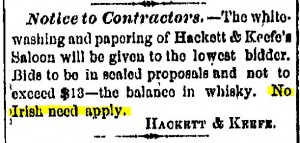 "No Irish need apply," from The Daily Republican, May 17, 1873.