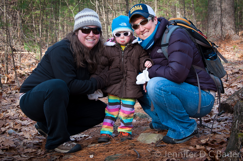 Mommy, Addie, and Mama in the Hammond reservation in Andover, MA