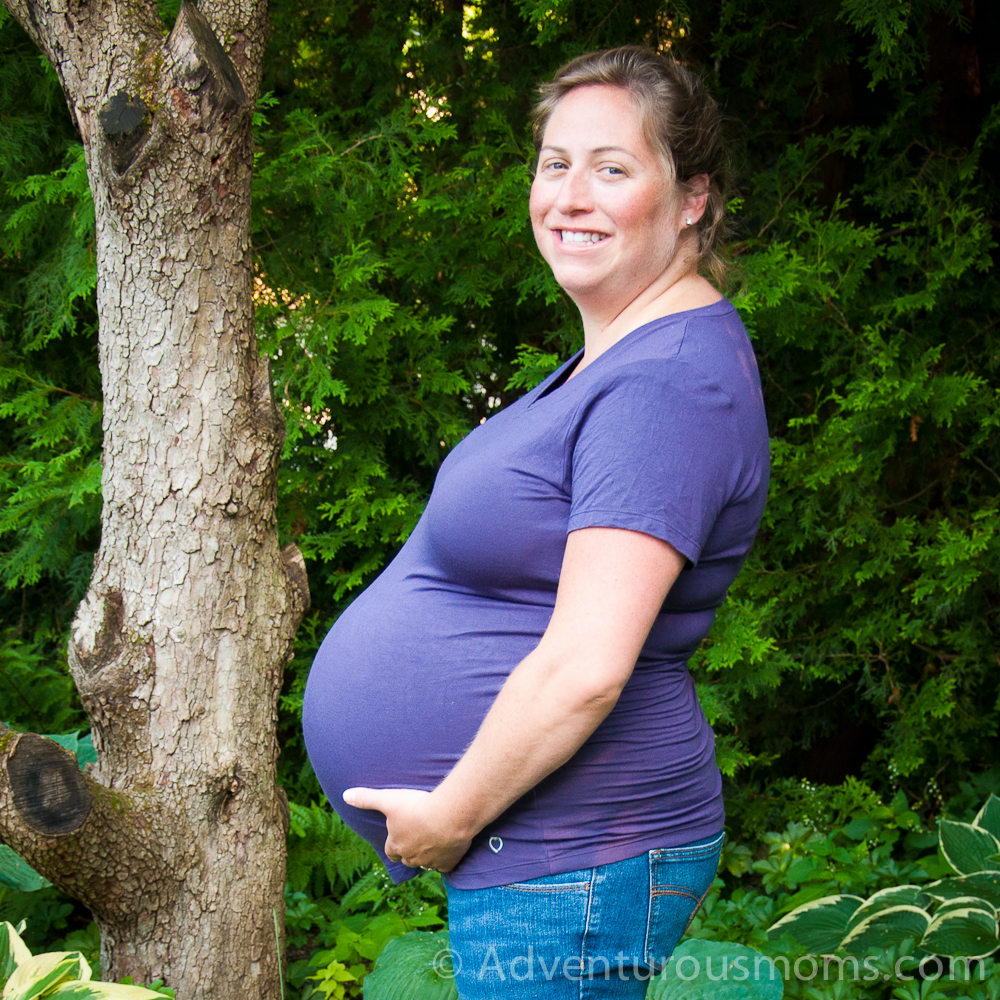 Kendra wearing the Tenaya V-Neck Maternity Eco Tee from Mountain Mama