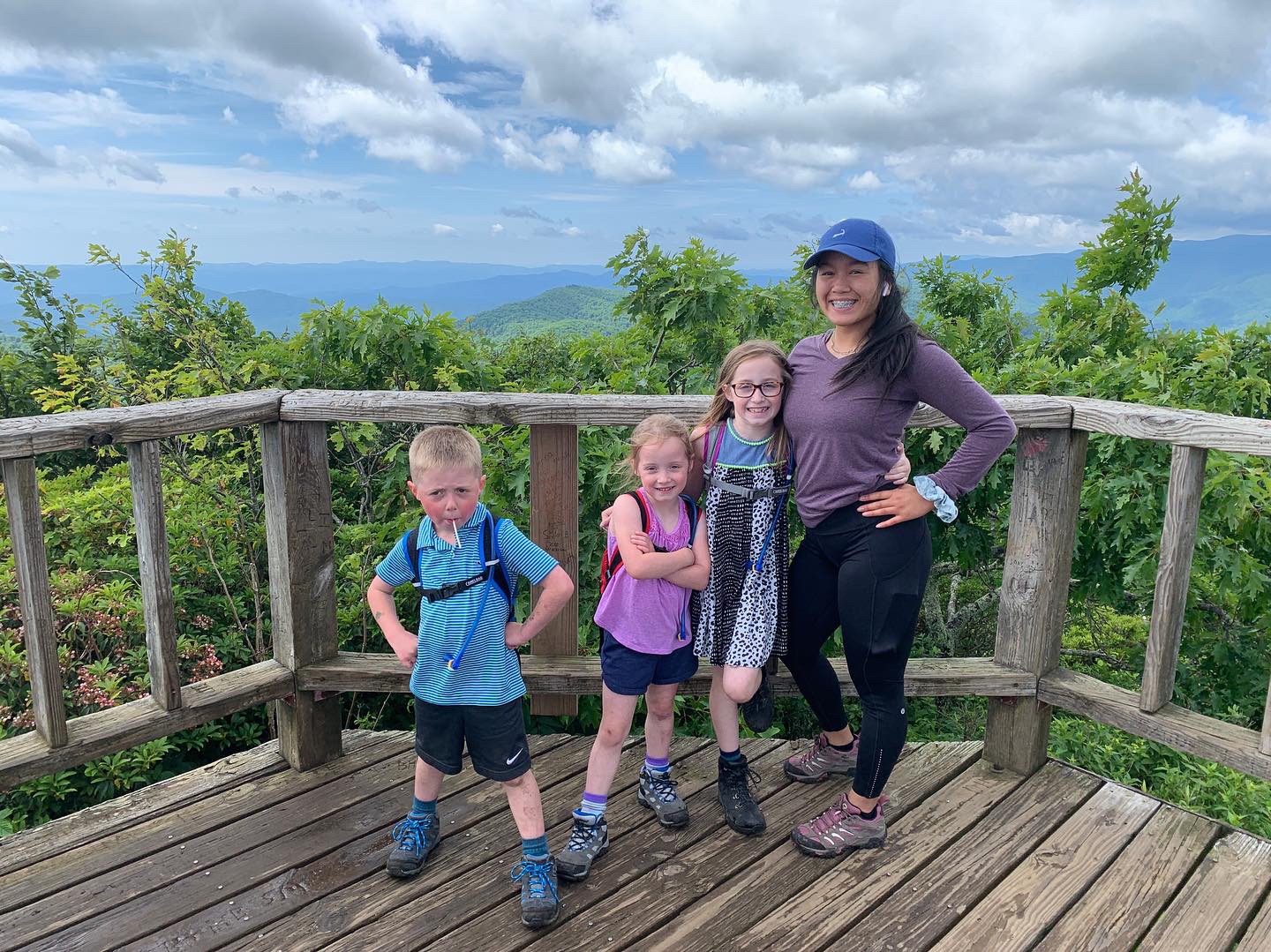 The kids at the summit of Mt. Pisgah - 2019