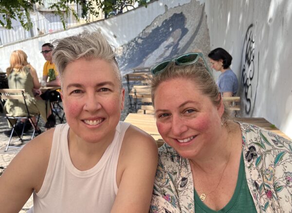 Mama and Mommy at breakfast