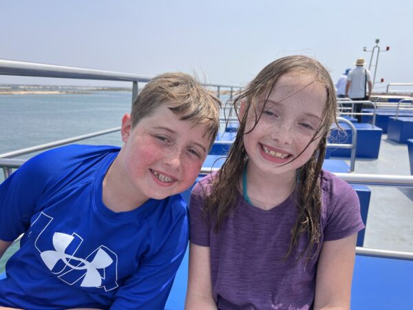 On the ferry to Tavira Beach!